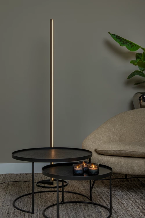 Lucide BRAGA - Vloerlamp - Ø 30 cm - LED Dimb. - CCT - 1x22W 2700K/4000K - Koffie | Premium - sfeer 1